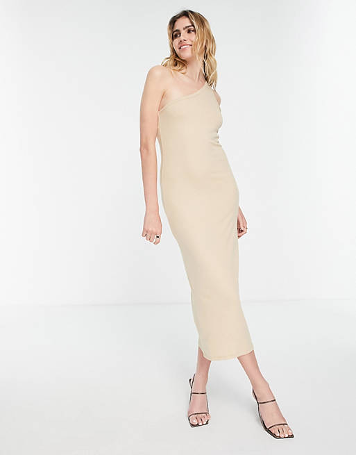 Vero Moda - Aware - Midi-jurk met blote schouder in stone