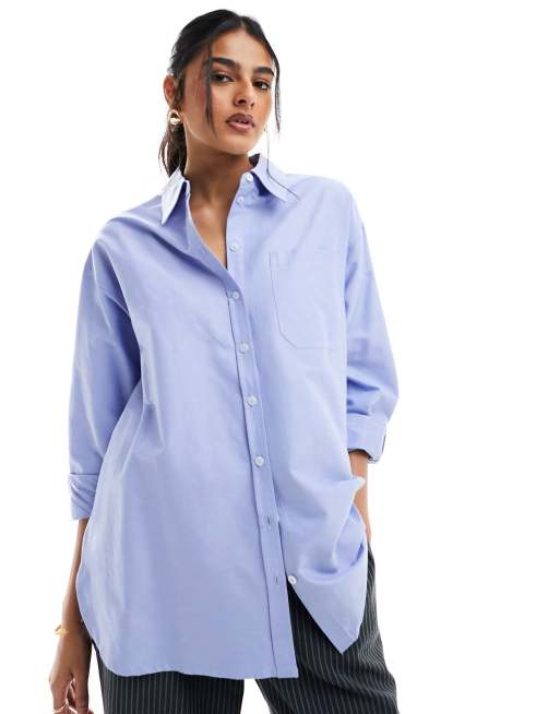 Vero Moda Aware oversized oxford shirt in blue | ASOS