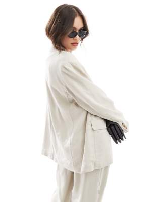 Aware Vero Moda  Oversized Tailored Blazer In Neutral
