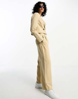 Vero Moda Aware tailored suit trouser co-ord in beige - ASOS Price Checker