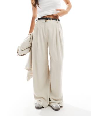 Vero Moda - Aware - Pantaloni sartoriali color pietra a pieghe in coordinato