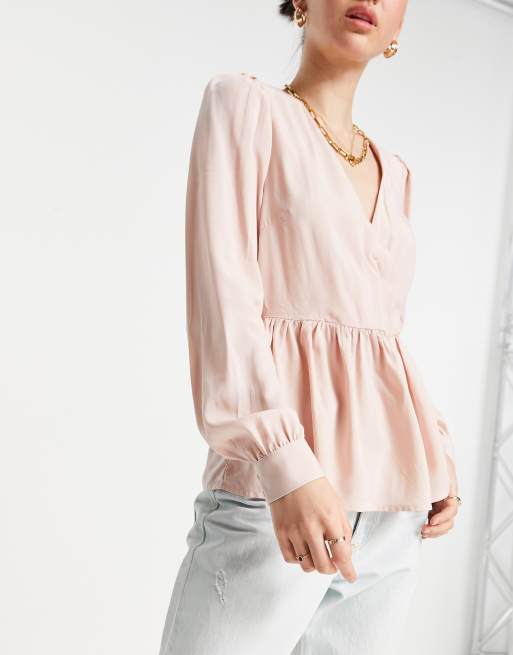 Vanding kaste favor Vero Moda Aware peplum wrap blouse in pink | ASOS