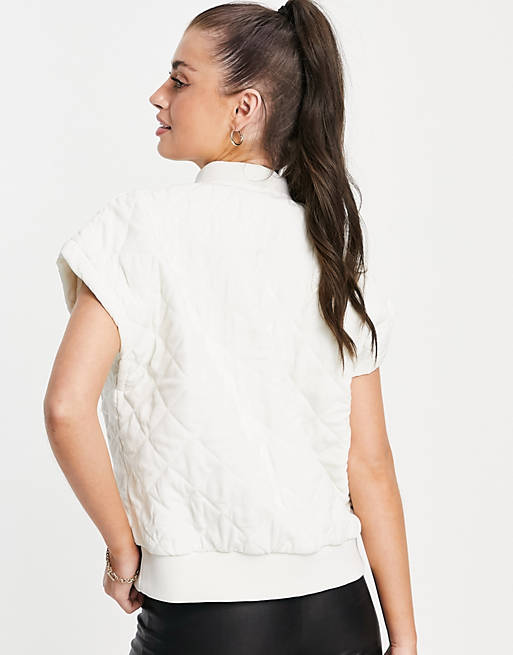 Vero Moda Aware quilted gilet with exaggerated shoulder in cream