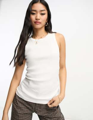 Shop Vero Moda Aware Racer Neck Tank Top In White