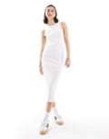 [AWARE] Vero Moda Aware ribbed racer neck midi dress in white L White