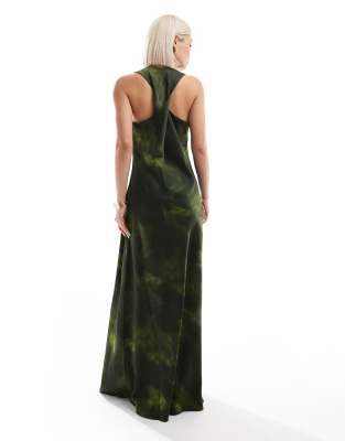Vero Moda Aware Satin Maxi Dress In Green