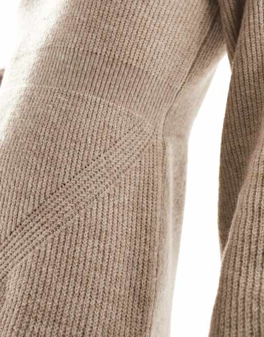 Vero Moda Aware sleeve detail knitted jumper midi dress in camel, 3 of 4
