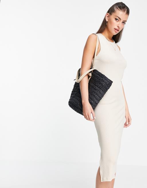 Vero Moda Aware sleeveless twist back midi dress in beige
