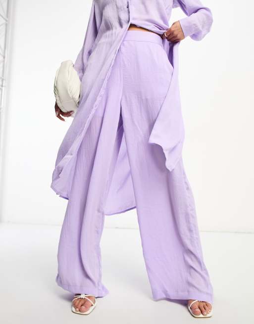 Vero Moda Aware slinky wide leg pants set in lilac