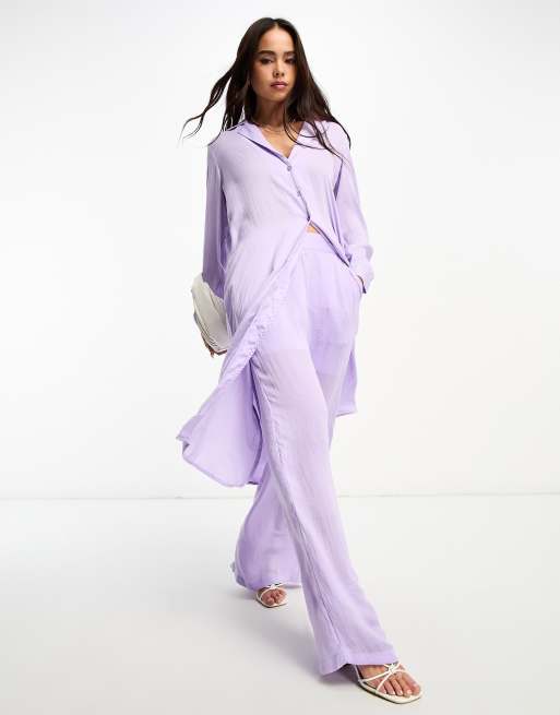 Vero Moda Aware slinky wide leg pants set in lilac ASOS