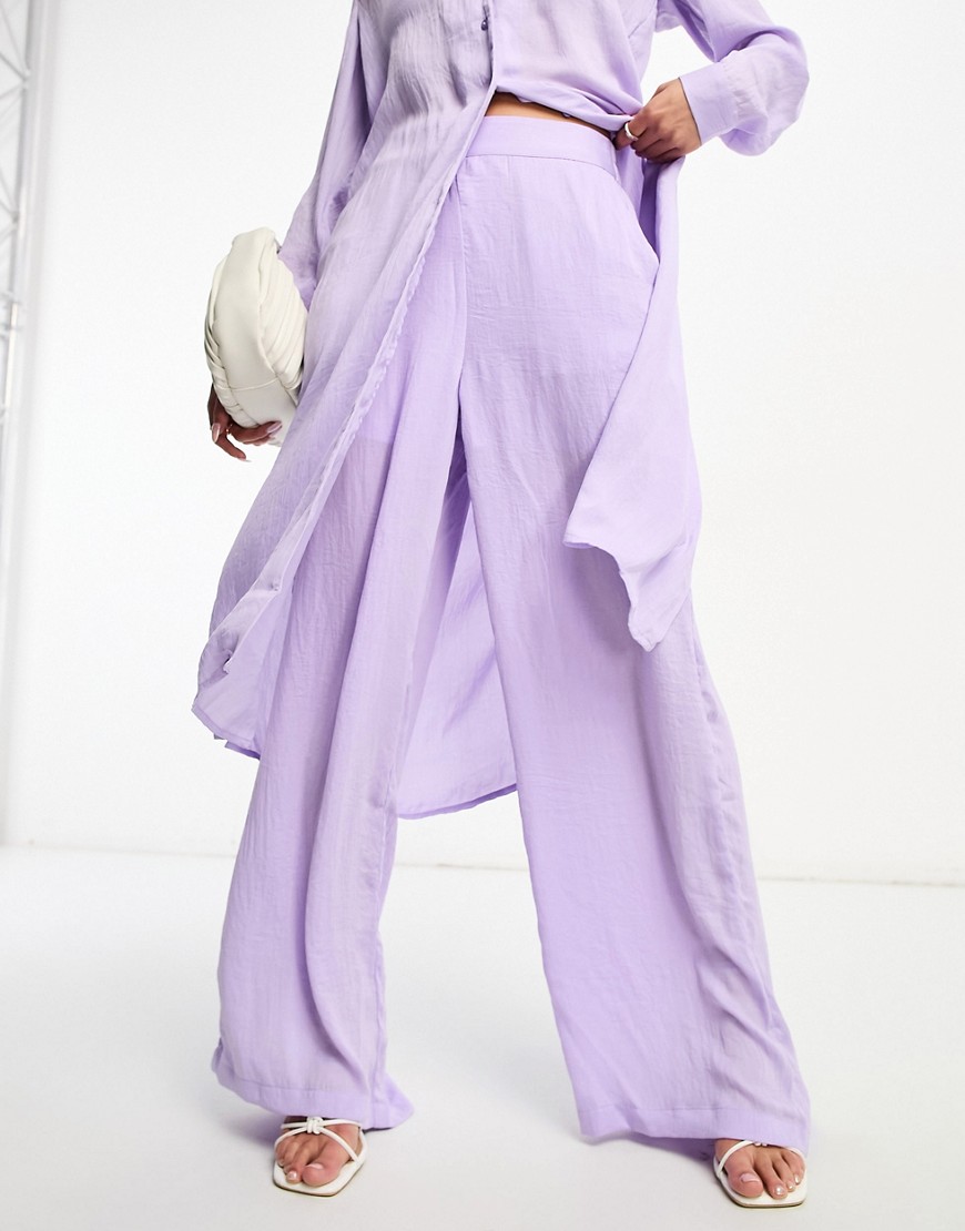 Vero Moda Aware slinky wide leg trouser co-ord in lilac-Purple