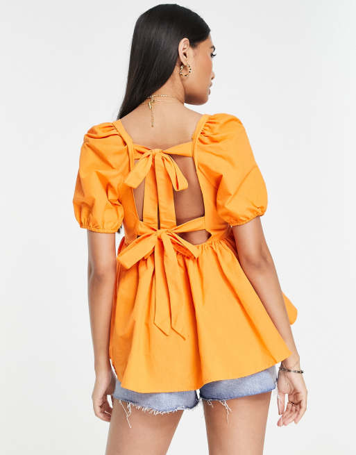 Vero Moda smock with tie back in orange | ASOS