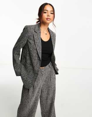 Vero Moda - Aware - Strukturierter Oversize-Blazer in meliertem Anthrazit, Kombiteil-Grau