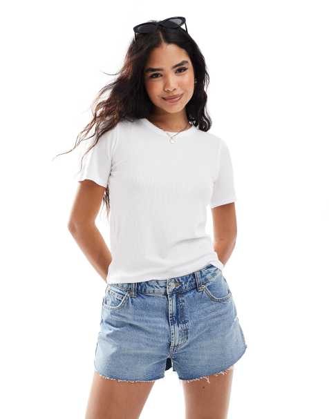 VERO MODA AWARE super soft ribbed T-shirt in white - view 1