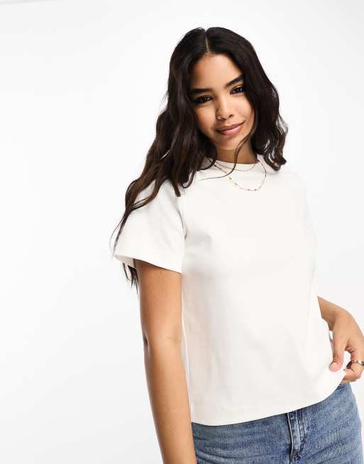 Vero Moda Aware super soft t-shirt in cream , 3 of 4