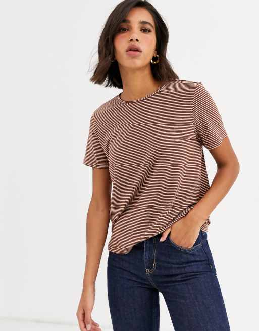 Vero Moda Aware t shirt in brown stripe ASOS