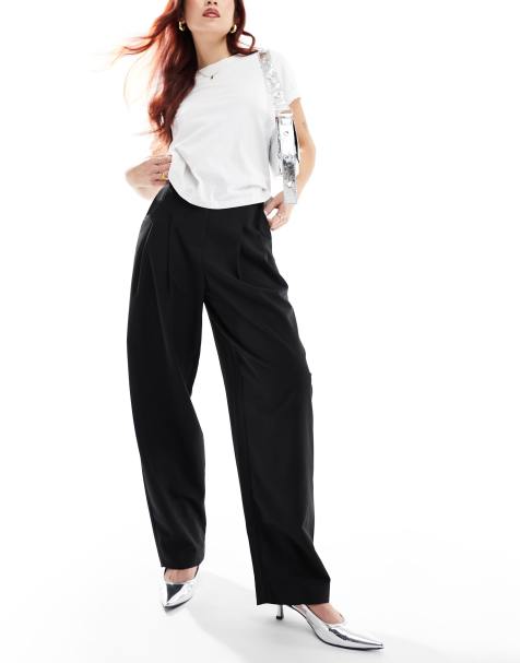 ASOS DESIGN trouser with skirt detail in black stripe