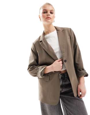 Vero Moda Aware tailored stand alone blazer in brown