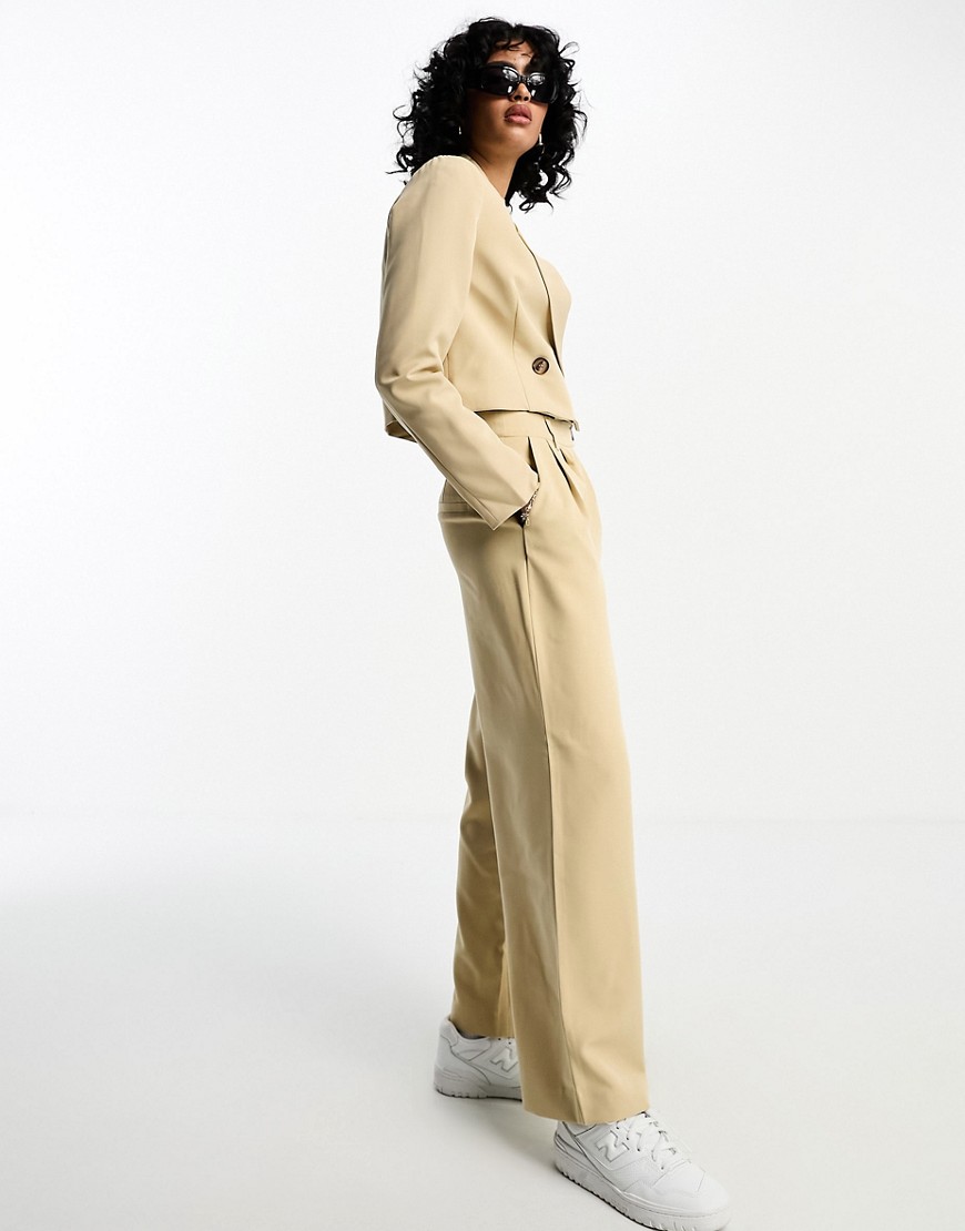 Vero Moda Aware tailored suit trouser co-ord in beige-Neutral