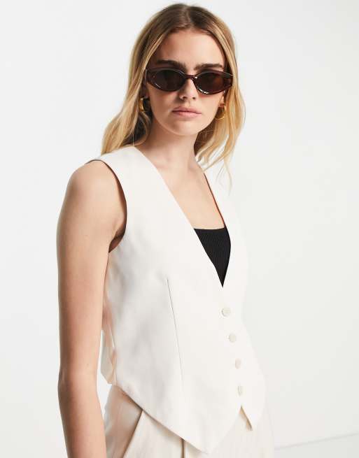 Vero Moda AWARE tailored waistcoat co ord in cream