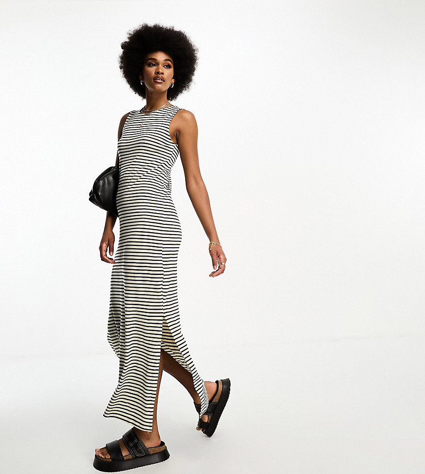 Vero Moda Aware Tall sleeveless maxi dress in mono stripe-White