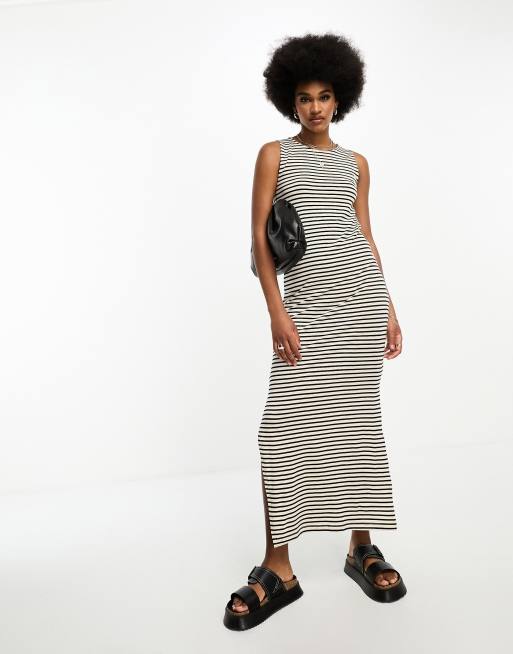 Vero Moda - AWARE Tall – Svartvit, randig, ärmlös maxiklänning, 2 av 4