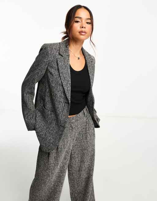 Vero Moda Aware textured melange oversized blazer co-ord in charcoal | ASOS