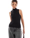 [Vero Moda] Vero Moda Aware textured seamless top in black L-XL Black