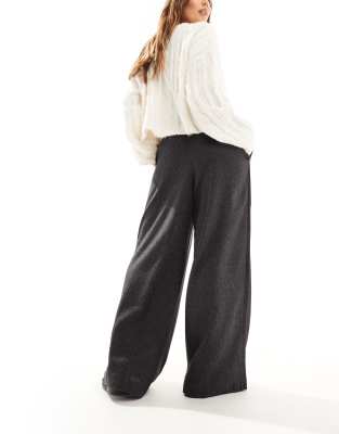 Vero Moda Aware Tie Waist Pleat Front Wide Leg Pants In Gray