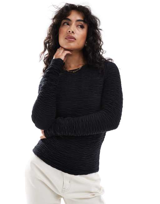 Vero Moda - Aware - Top a maniche lunghe nero testurizzato