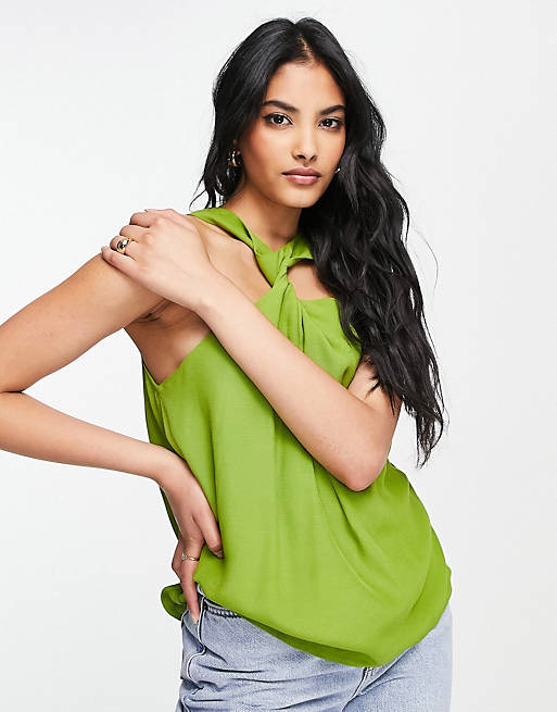 Vero Moda Aware twist front sleeveless top in green