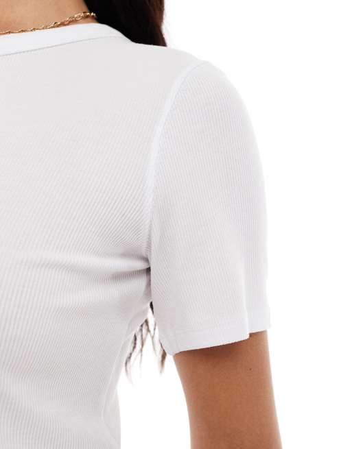 Vero Moda - AWARE – Vit, supermjuk, ribbad t-shirt, 4 av 4