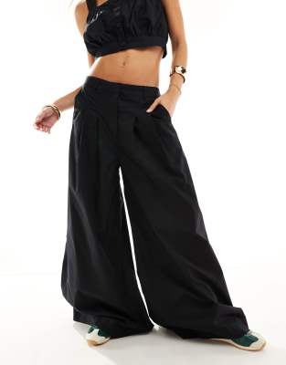 Aware wide leg cotton pants in black - part of a set