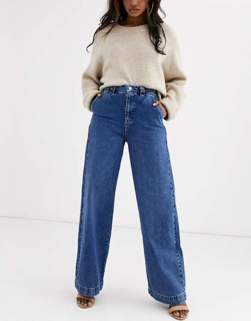 kunst geweer vlinder Vero Moda Aware wide leg jeans in mid blue denim | ASOS