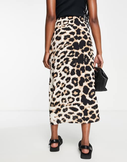 Leopard print 2024 wrap front skirt