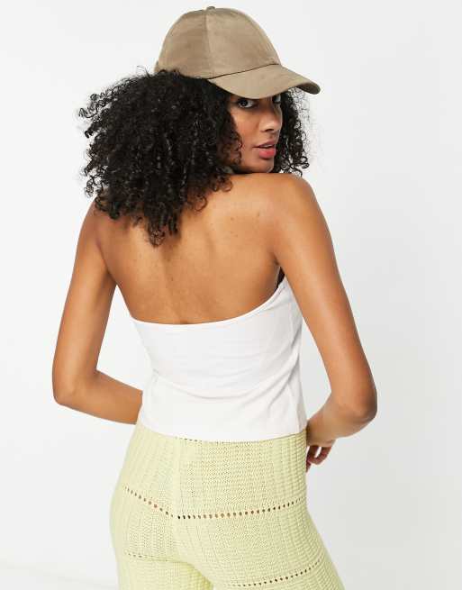 Vero Moda – Aware – Zapinany na guziki biały top z dekoltem typu halter, 4 z 4