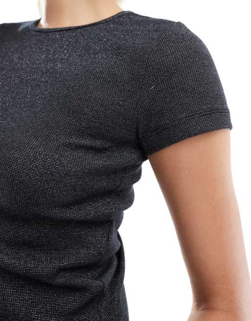 Vero Moda - Baby T-shirt in zwart met zilver glitter, 3 van 4