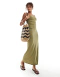 [Vero Moda] Vero Moda bandeau ruched side maxi dress in herb green M Dried herb