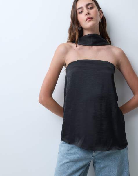 Vero Moda Bandeau-Top mit Schal-Detail in Schwarz - view 1