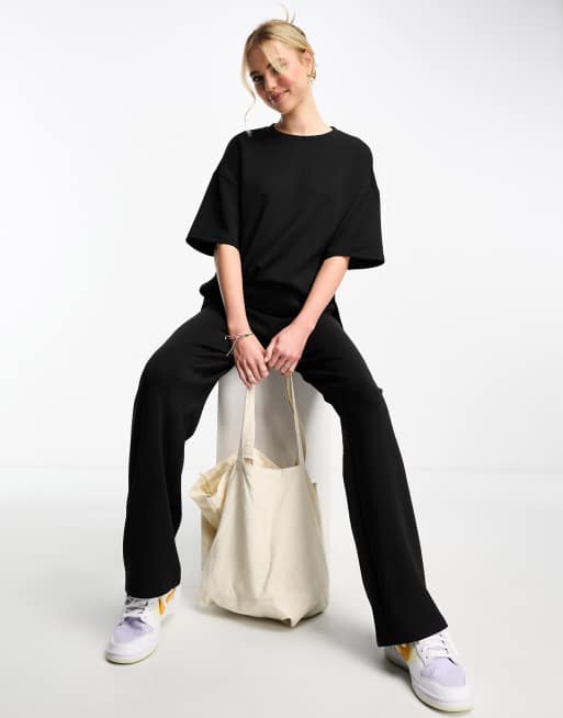 Vero Moda – Bardzo miękki czarny top oversize z dżerseju, część zestawu, 3 z 4