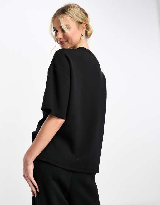 Vero Moda – Bardzo miękki czarny top oversize z dżerseju, część zestawu, 4 z 4