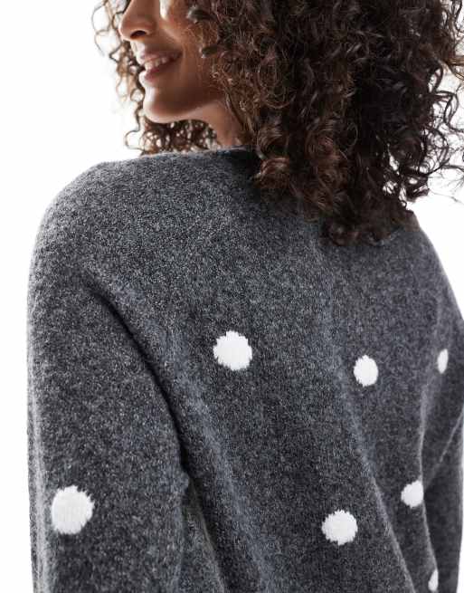 Vero Moda – Bardzo miękki sweter w szarym melanżowym kolorze w groszki, 3 z 4
