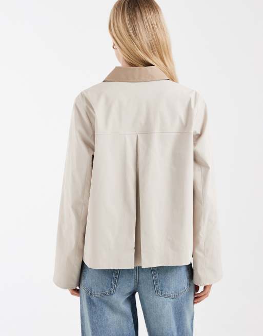 Vero Moda barn jacket with contrast collar detail in oatmeal, 2 of 4