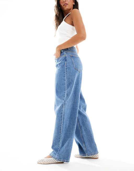 Vero Moda barrel leg jeans in medium blue denim, 3 of 5