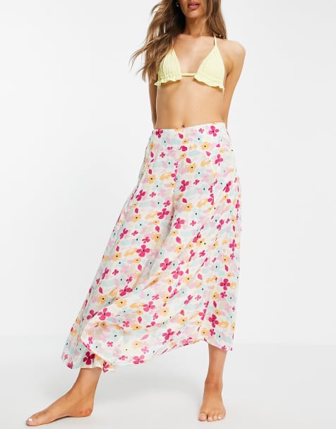 Vero Moda beach pants in cream floral - part of a set - view 1