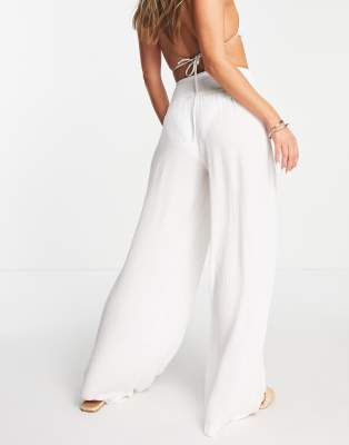 white flowy beach pants