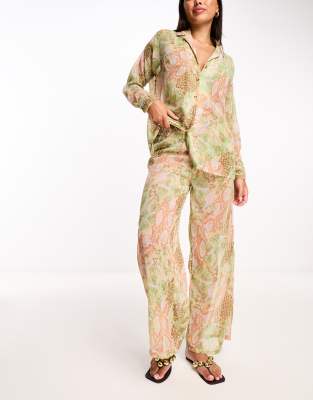 vero moda beach shirt in pastel snake print - part of a set