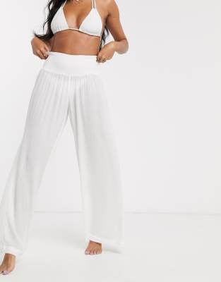 white beach trousers