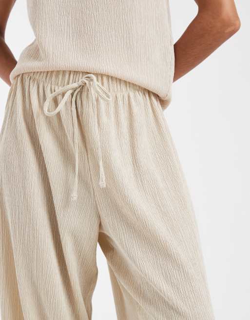 Vero Moda - Beige bukser med tekstur, tøndeformede ben og plisseringer - Del af sæt, 3 af 5