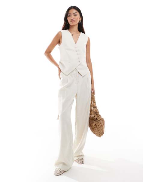 Vero Moda – Beige figursydda cargobyxor i linnestil, del av set - view 1